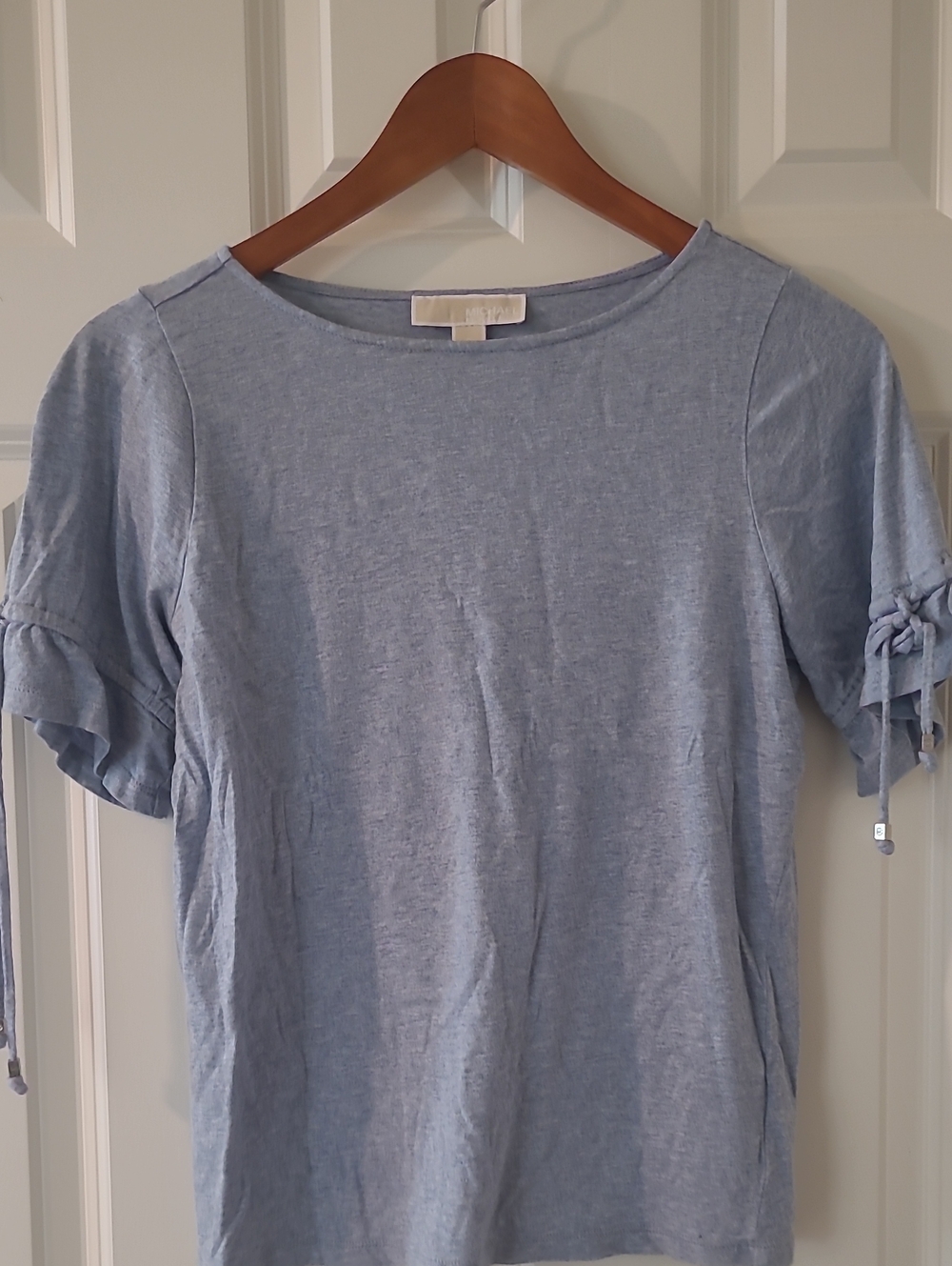 MICHAEL Michael Kors Light Blue Short Sleeve Tie-Detail Tee